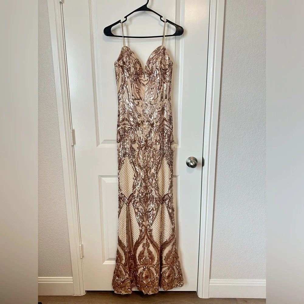 AMARRA Gorgeous Gold Prom Dress - Picture 2 of 3